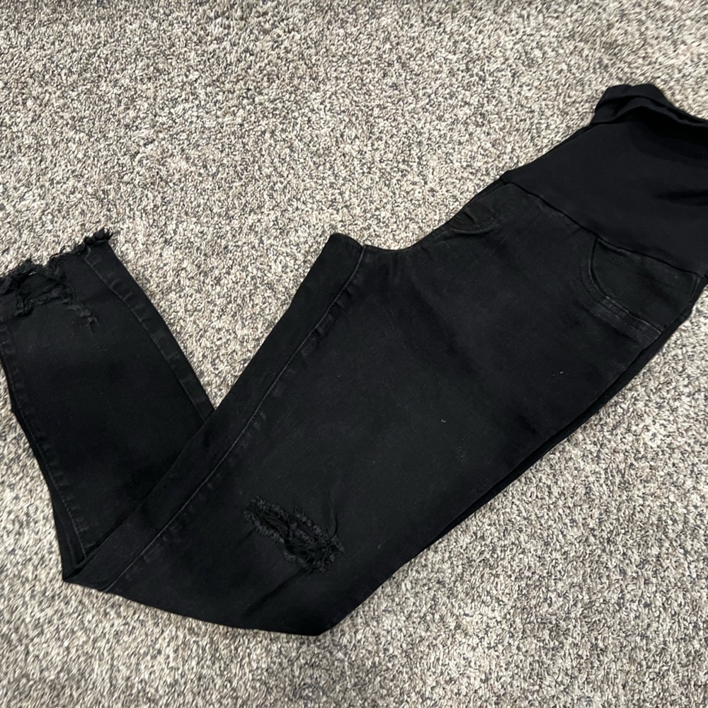 Black Distressed Maternity Jeans